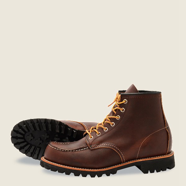 Mens Red Wing Roughneck - 6-inch Oil-slick Leather - Heritage Boots Dark Brown - ZAV483509